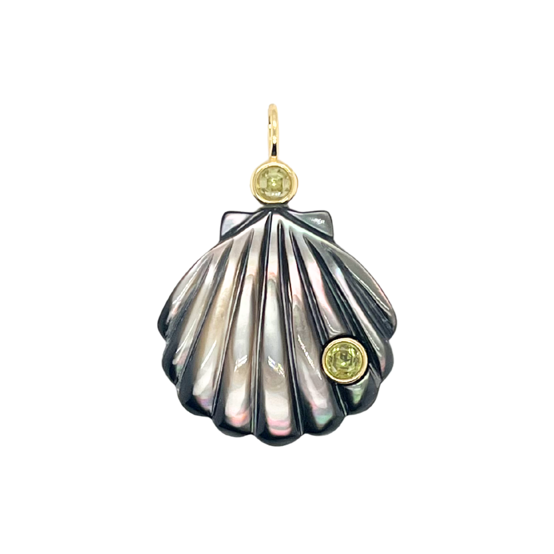 Large Mother of Pearl + Peridot Sea Shell Gemmie