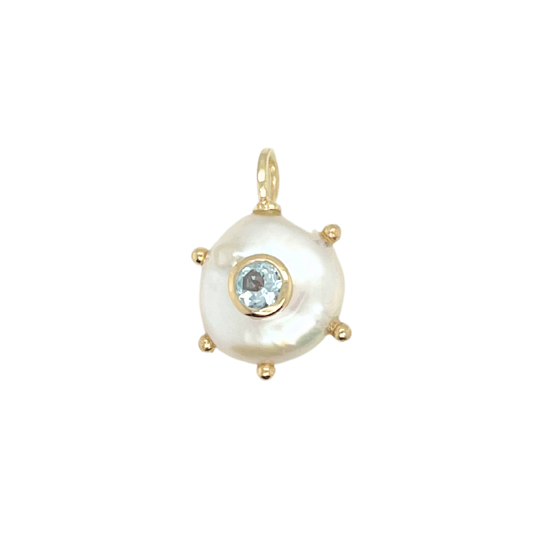 Studded Pearl + Blue Topaz Gemmie