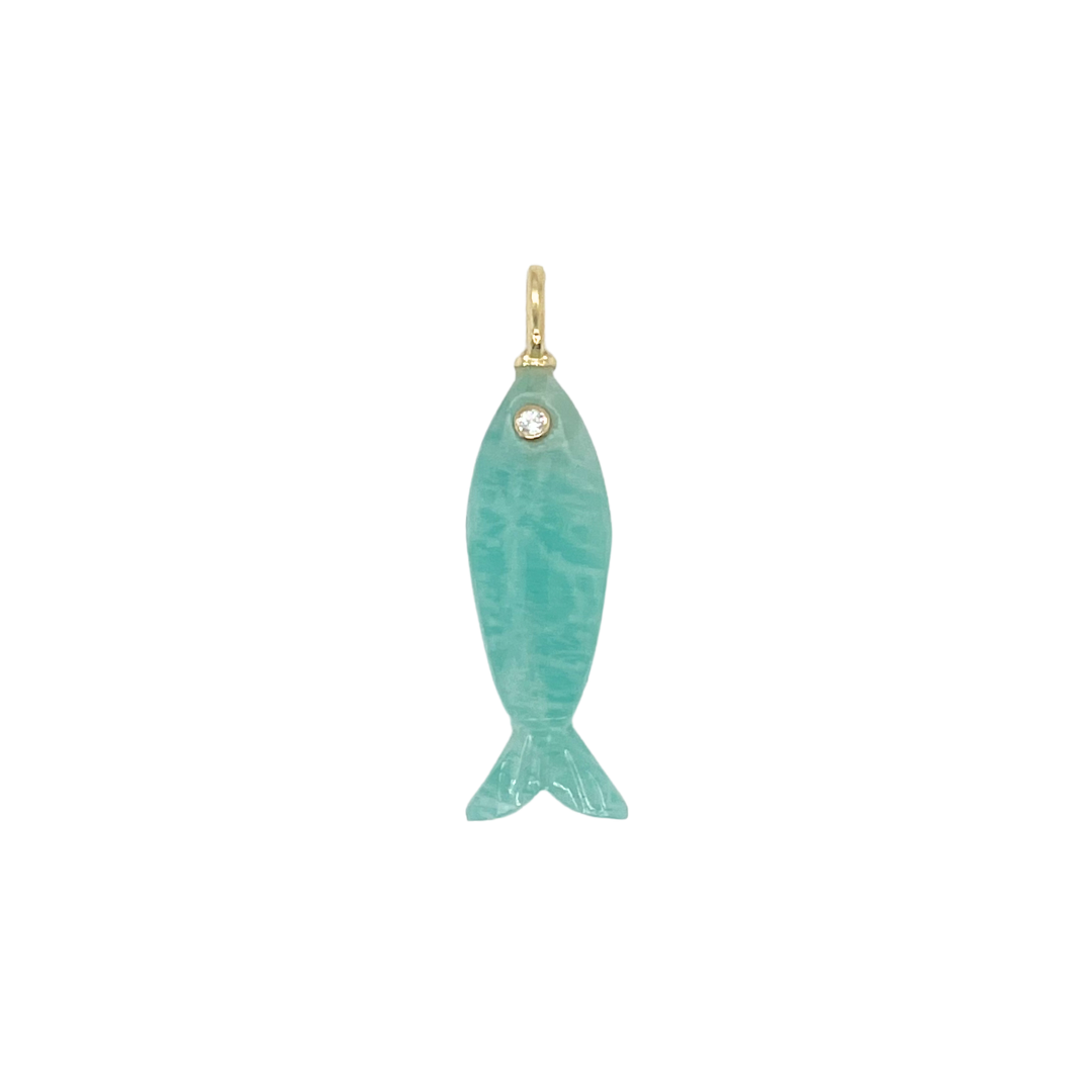 Amazonite + White Topaz Fish Gemmie