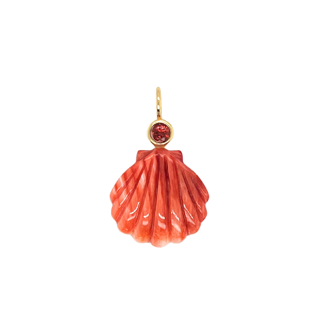 Spiny Oyster + Garnet Sea Shell Gemmie