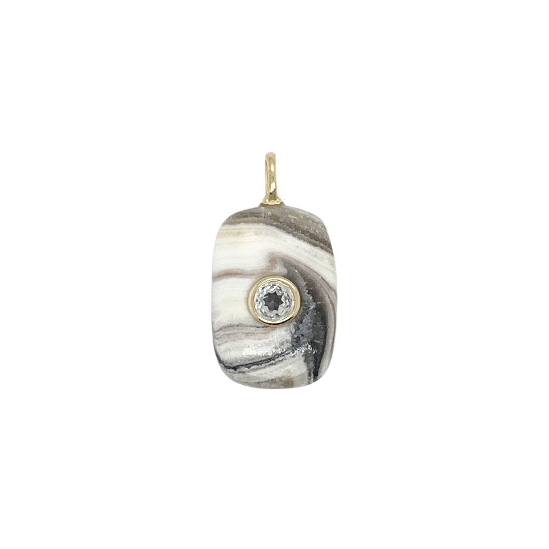 Rectangular Zebra Jasper + White Topaz Gemmie
