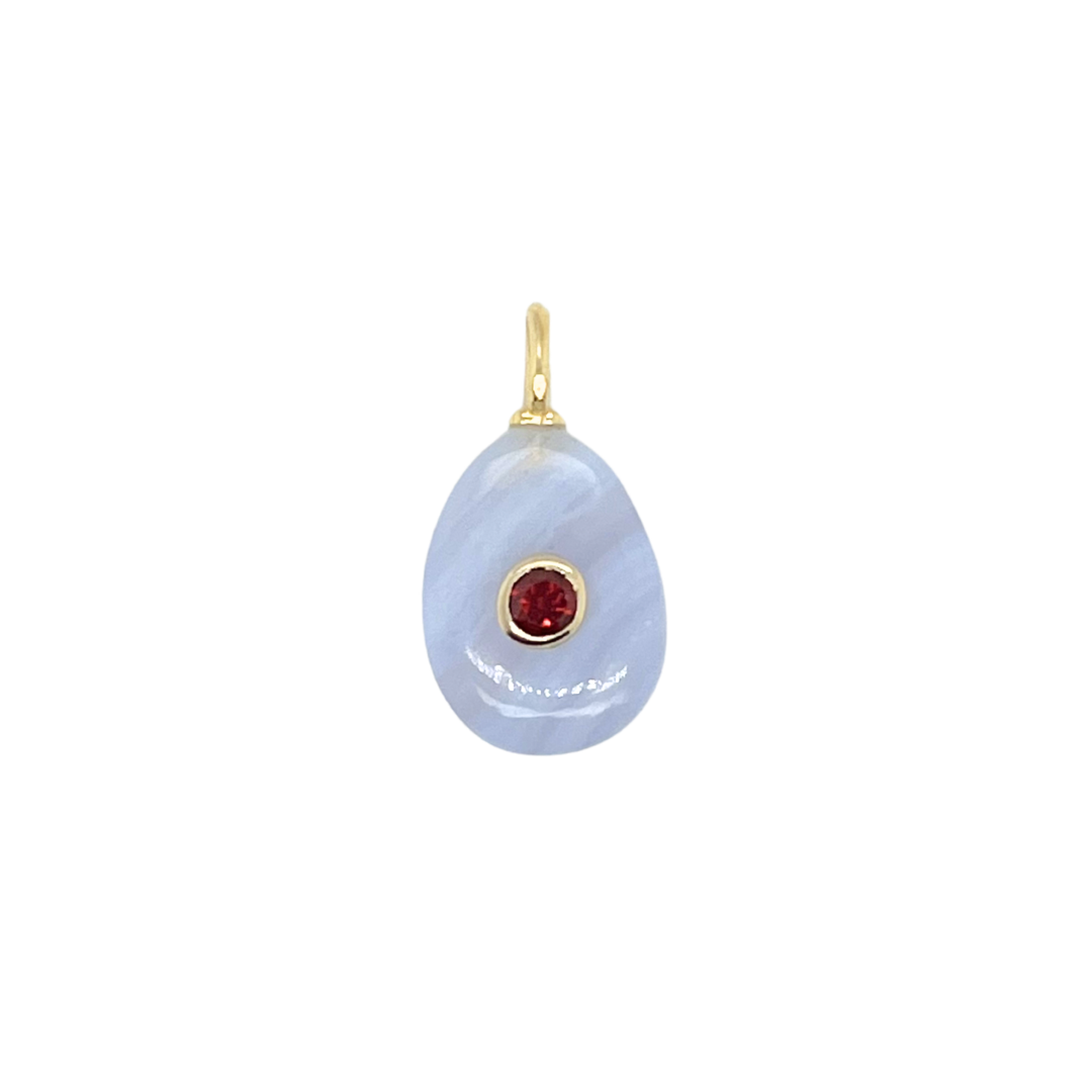 Blue Lace Agate + Garnet Gemmie