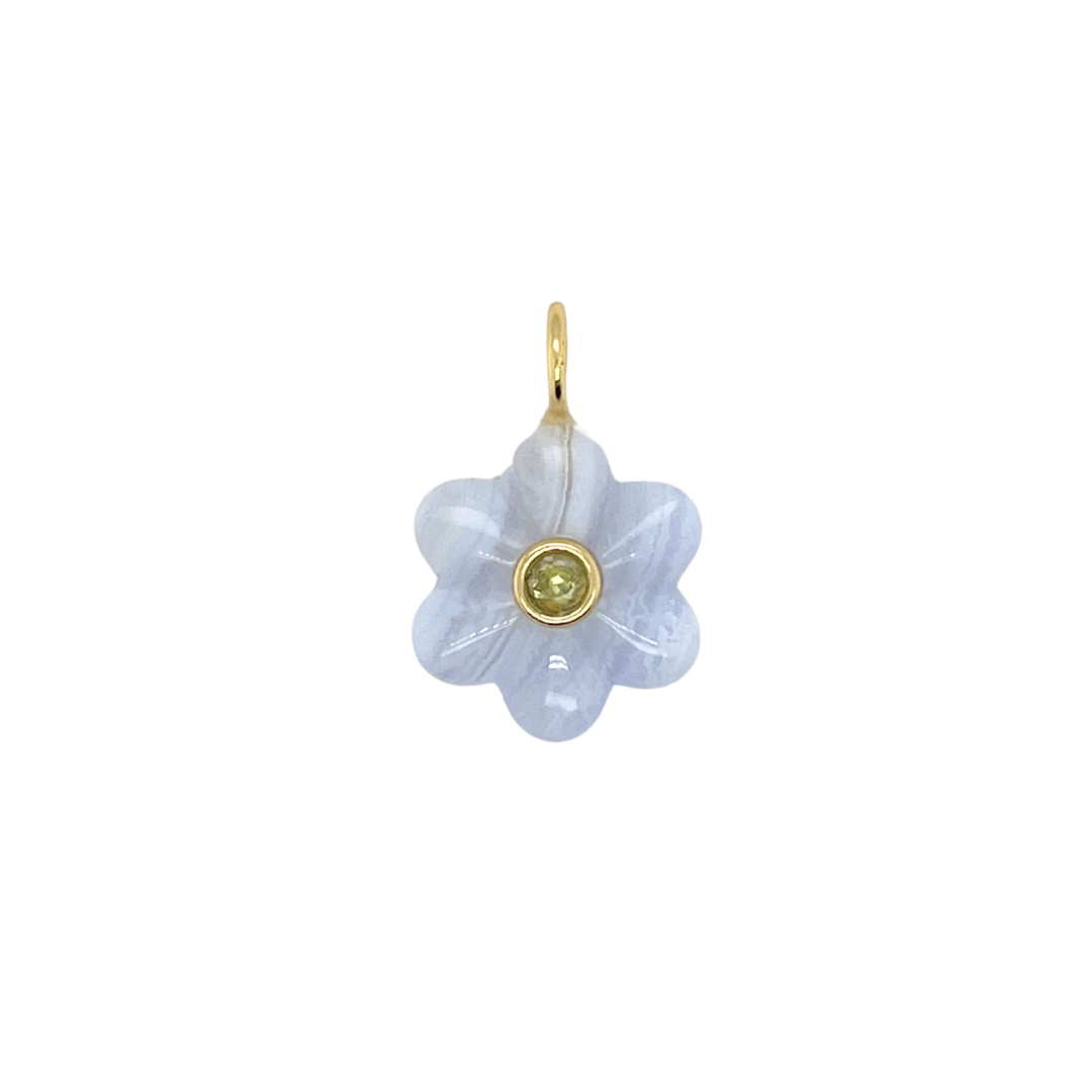 Blue Lace Agate + Peridot Flower Gemmie