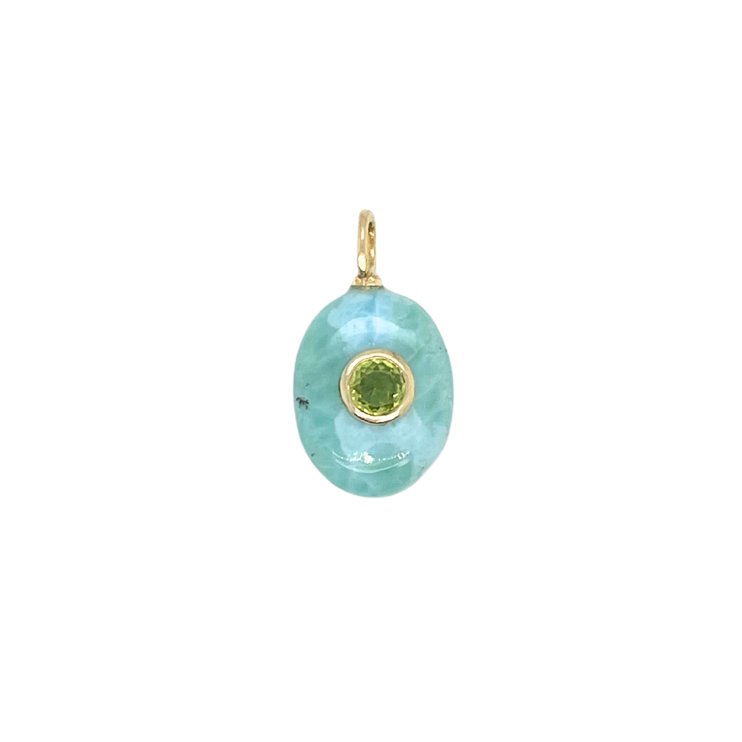 Oval Larimar + Peridot Gemmie