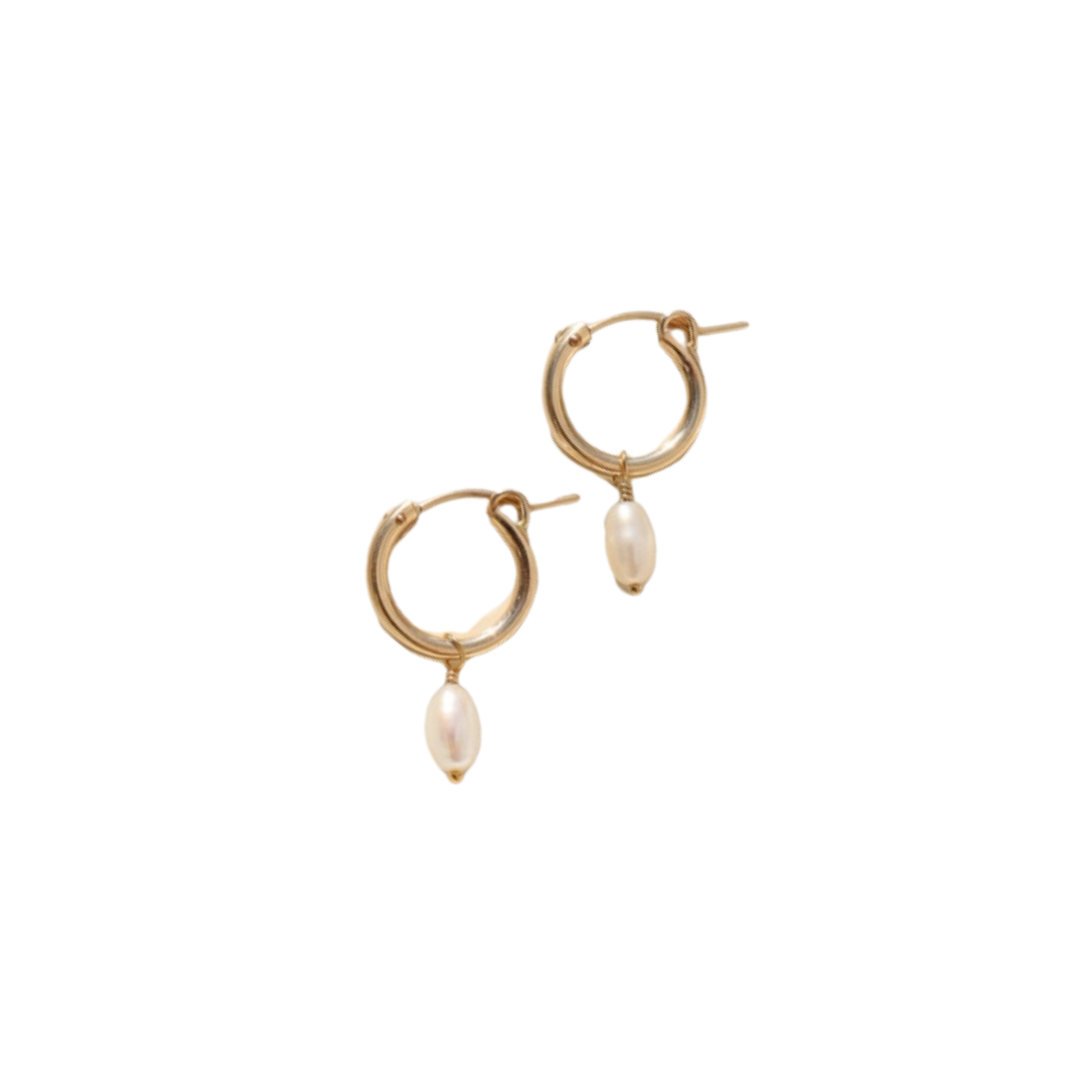 Classic Hoops with Pearl Charm