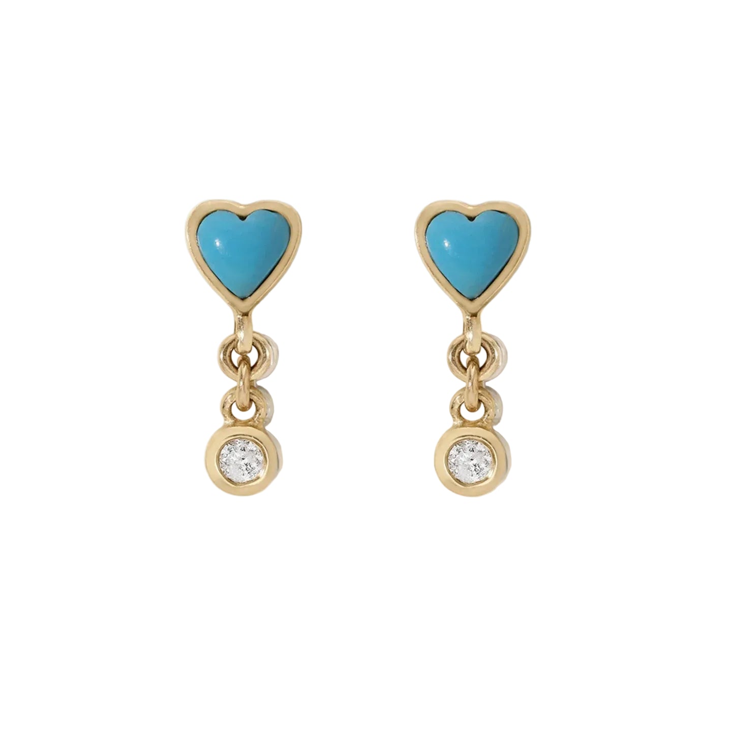 Byrdie Turquoise and Diamond Heart Earrings