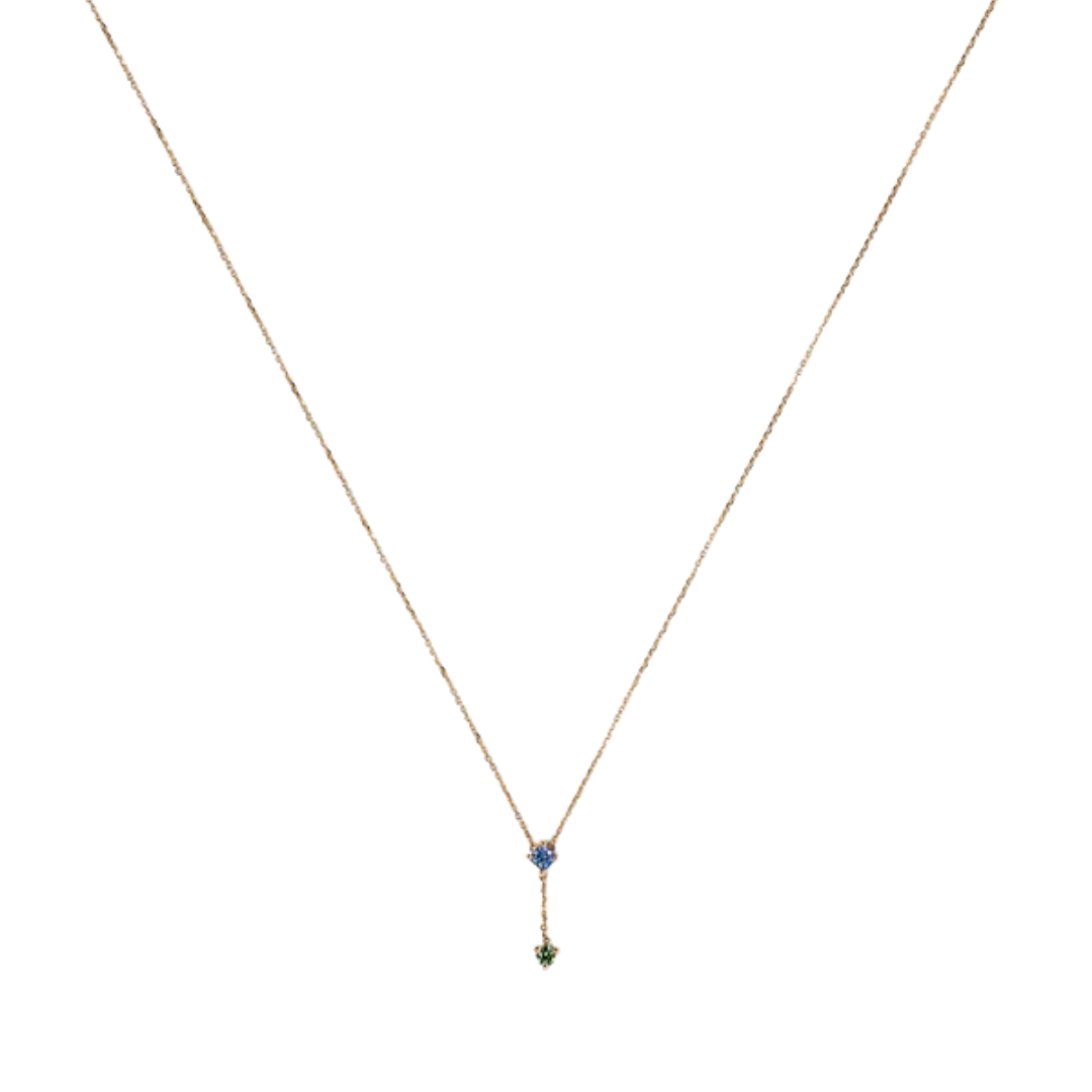 Fancy Sapphire and Tourmaline Two-Step Chain Necklace