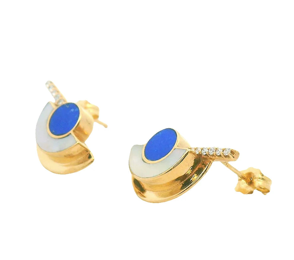 Delauney Mother of Pearl & Lapis Earrings — Commitment, Curated