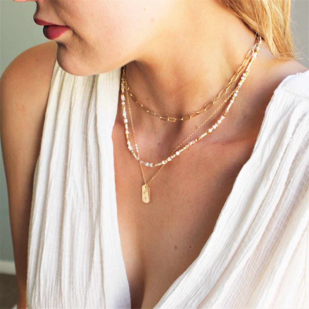 Unity Beaded Necklace - White