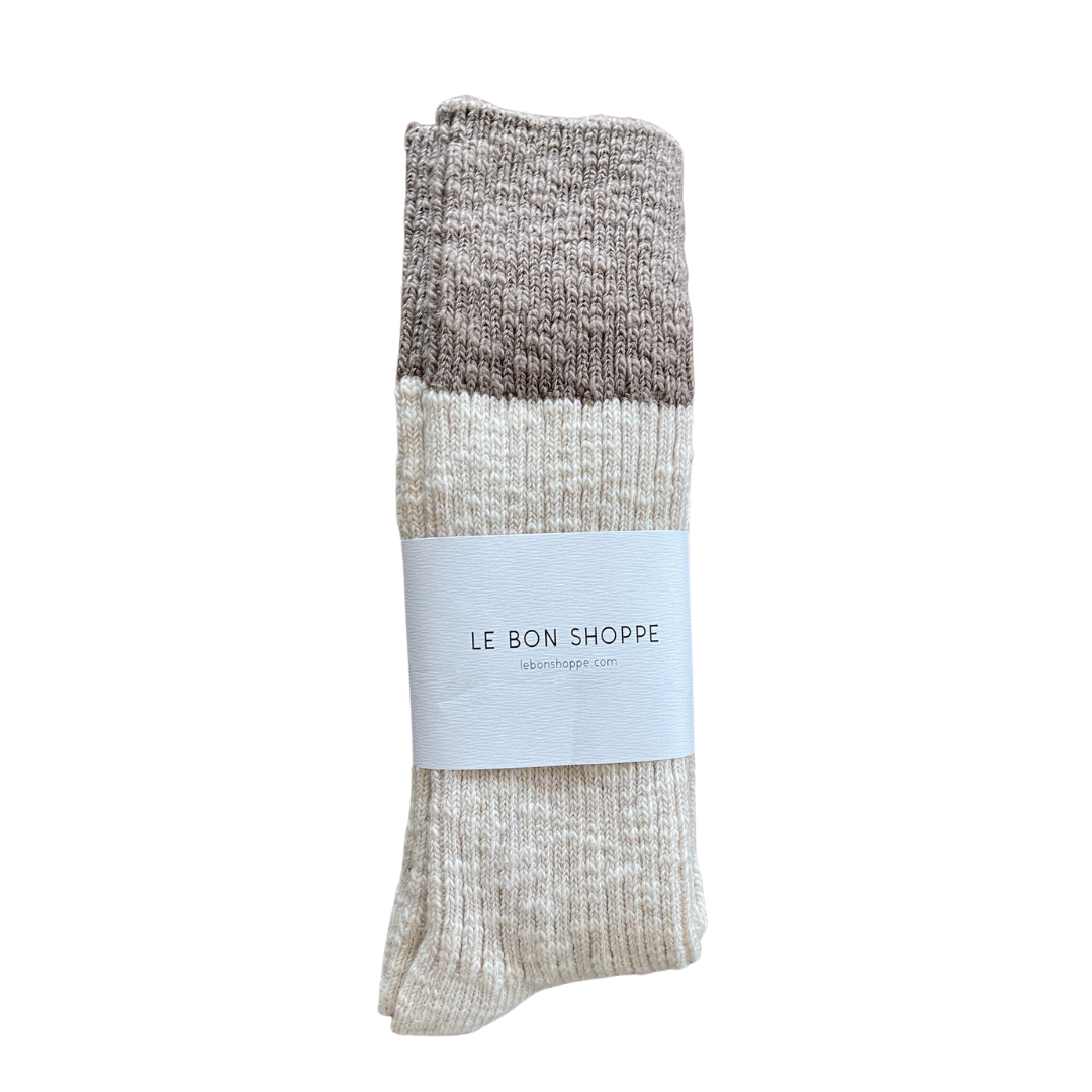 Le Bon Shoppe Color Block Cottage Socks - Oatmeal & Flax