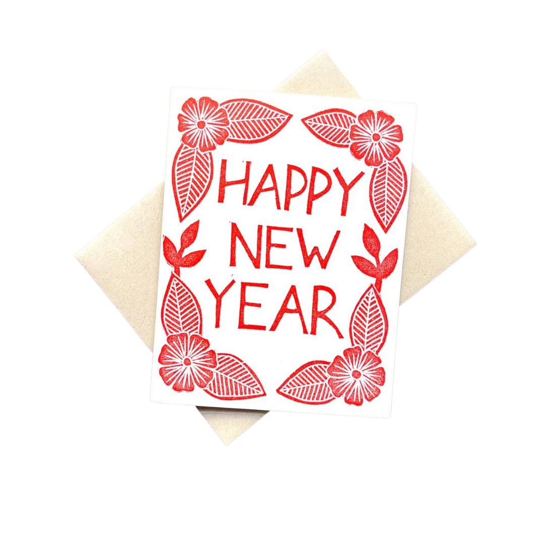 Happy New Year Block Printed Card