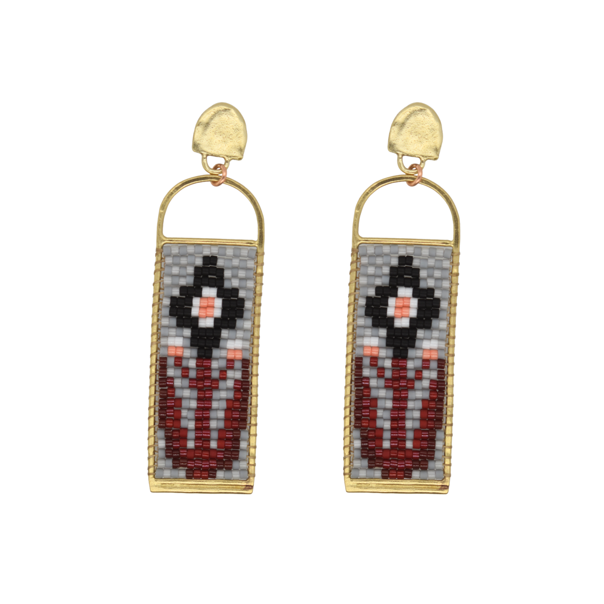 Tapestry Earrings - Anemone Maroon