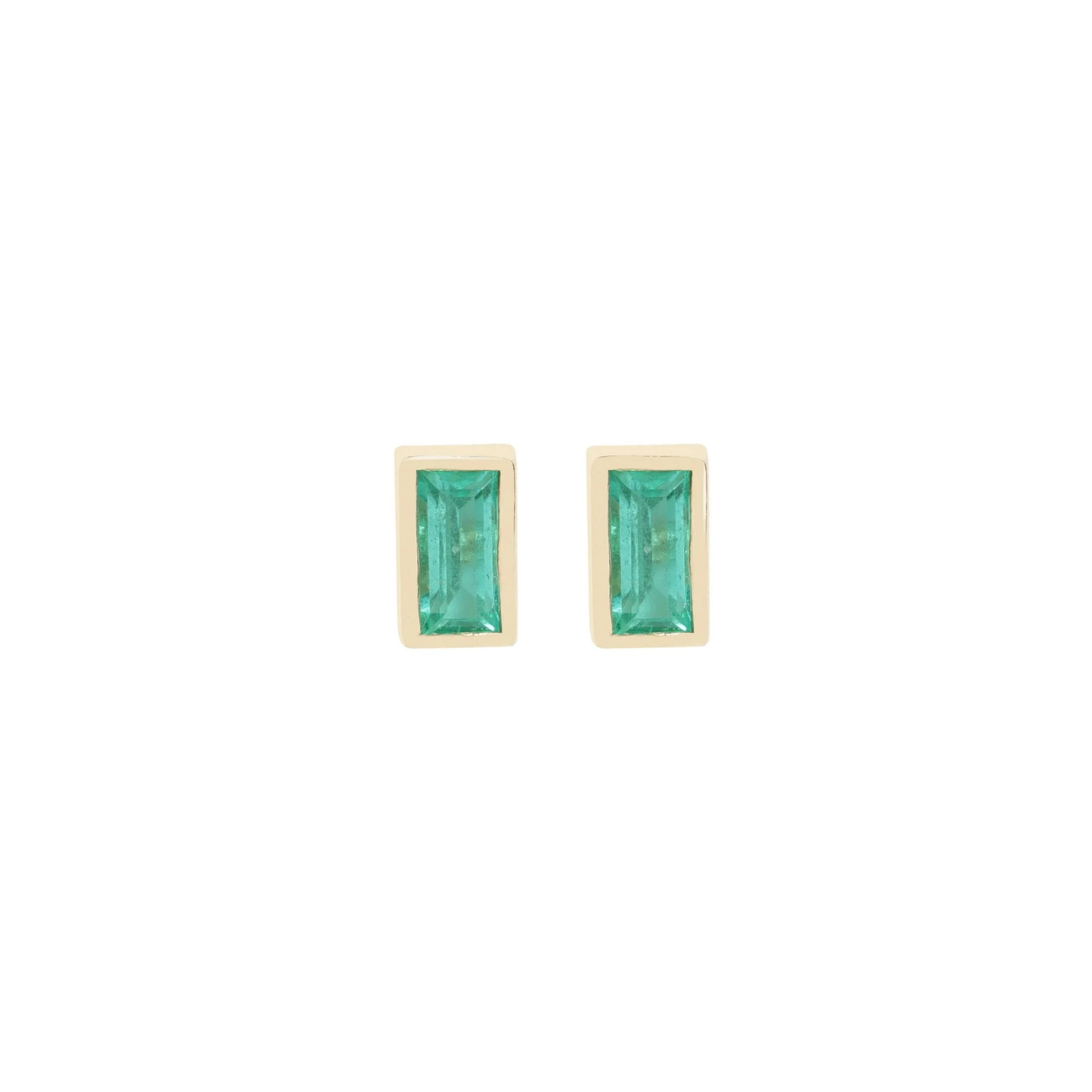 Emerald Baguette Studs