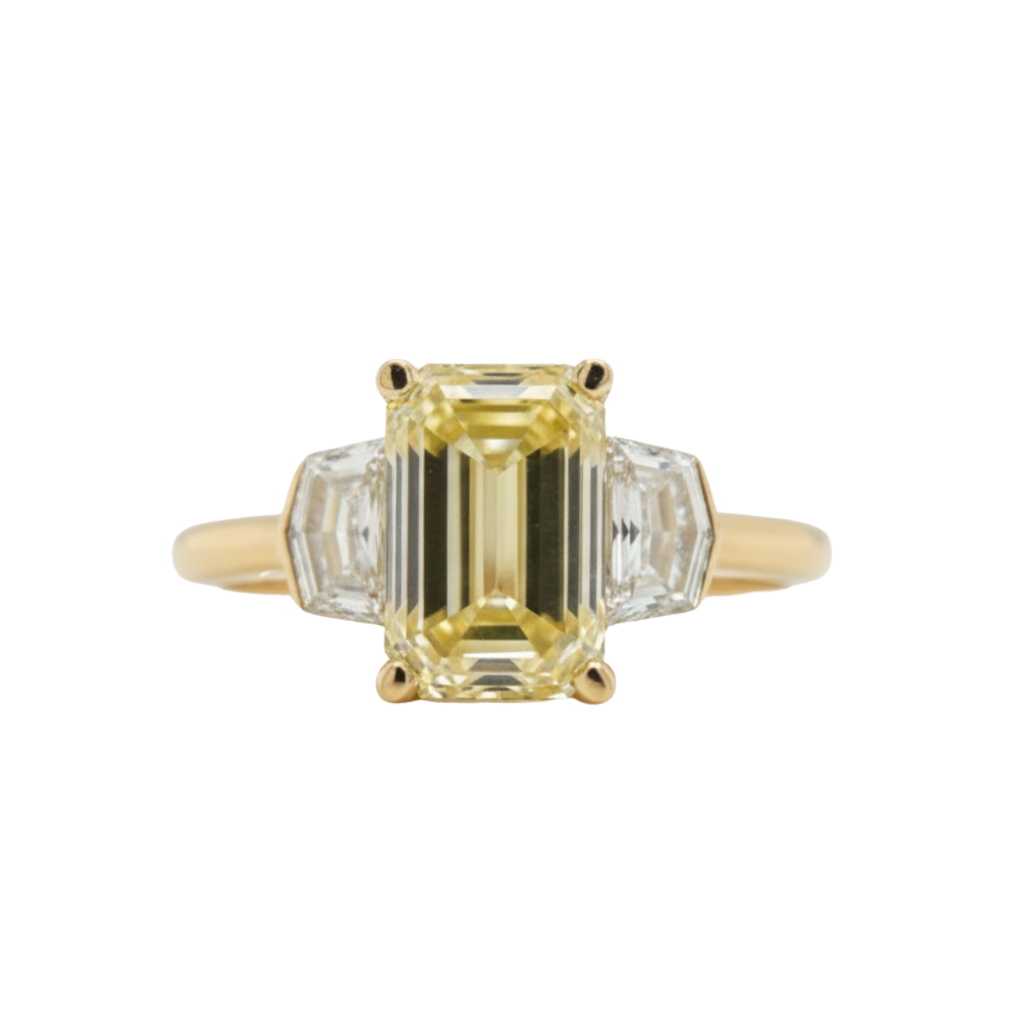 Yellow Lab Diamond Three Stone Ring