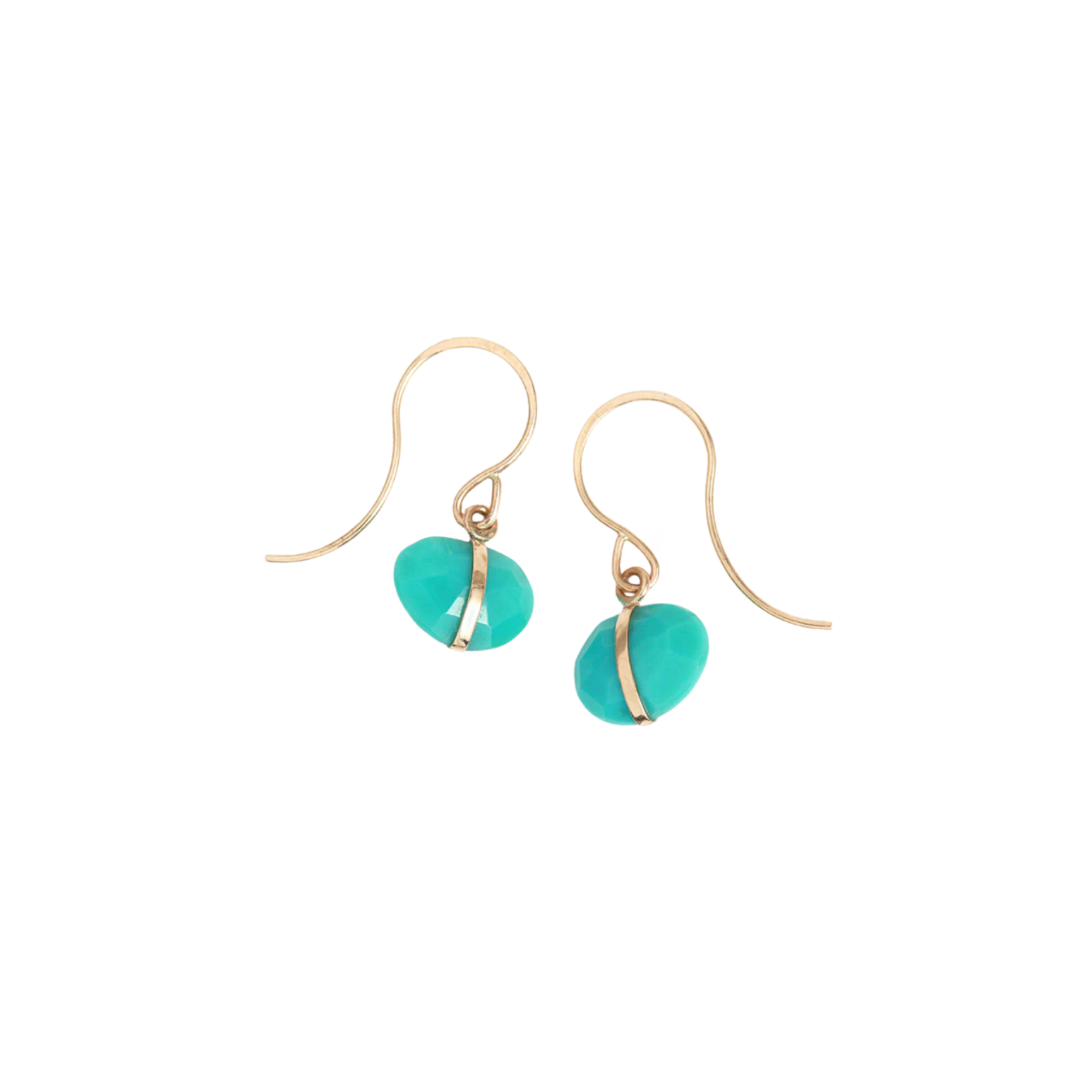 Bezel Wrapped Turquoise Drop Earrings