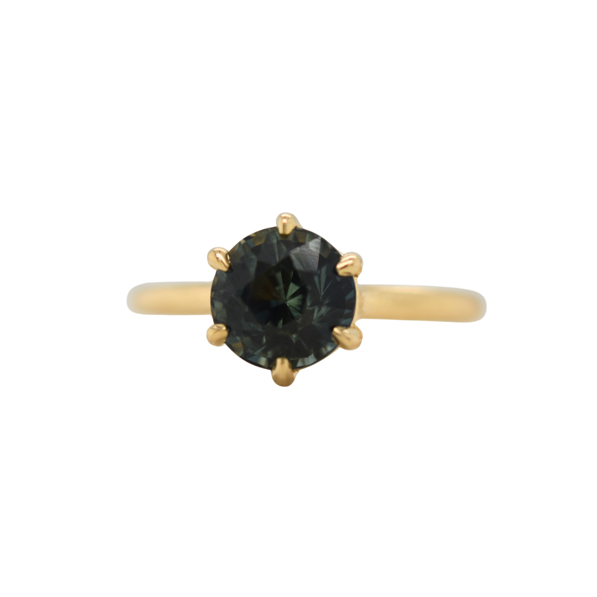 Green Round Brilliant Sapphire Ring