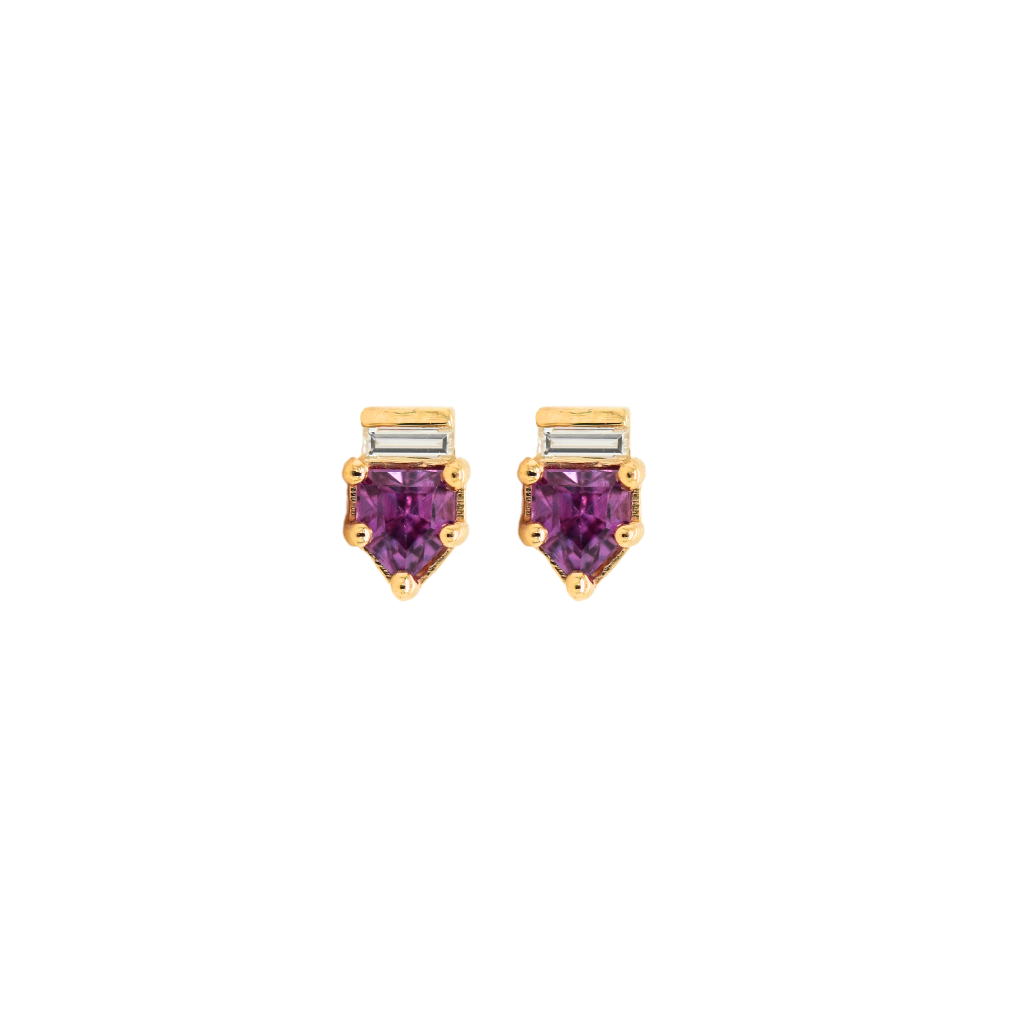 Shelter Anniversary Collection: One Of A Kind Dark Pink Sapphire Shield Studs