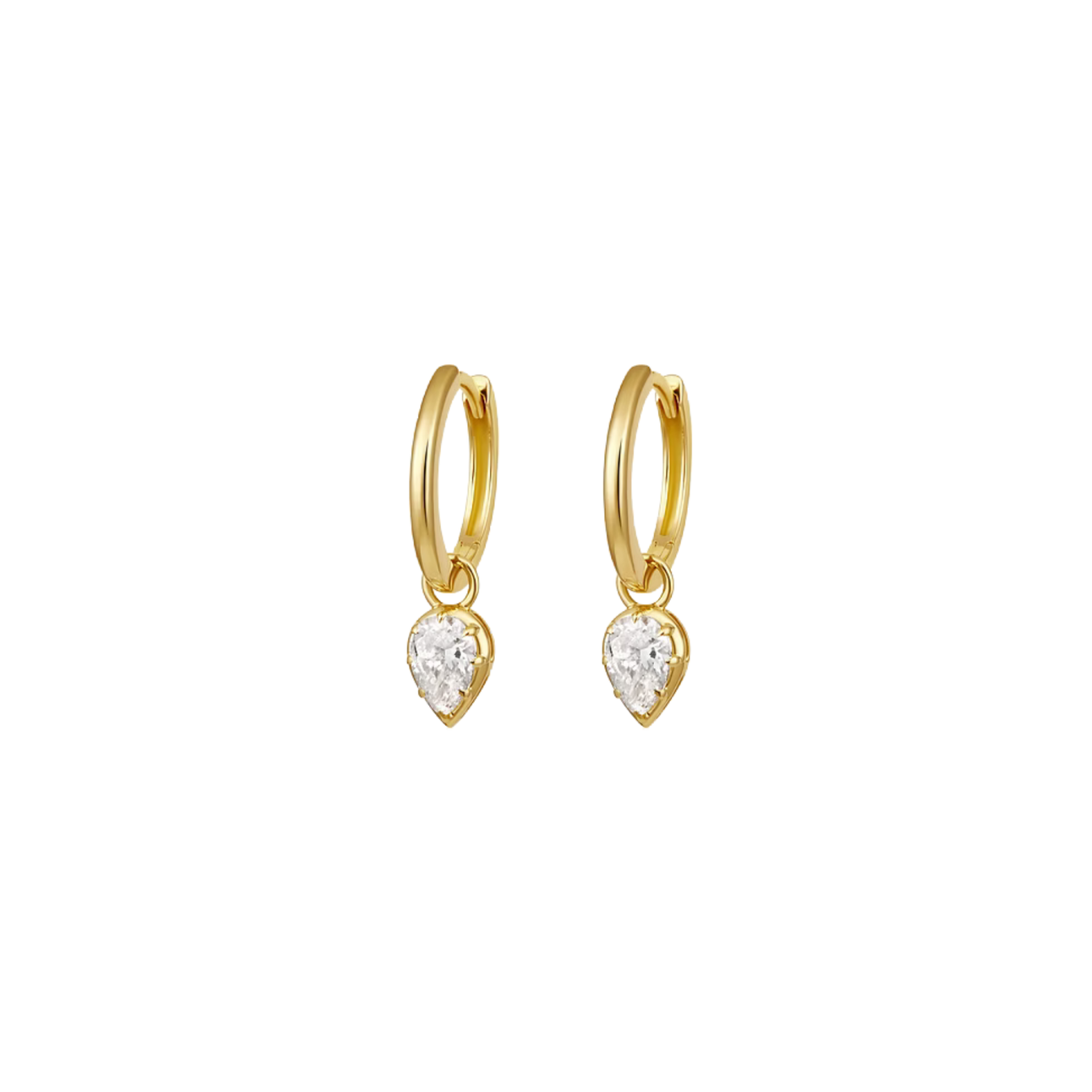 Pear Diamond Dangle Hoops