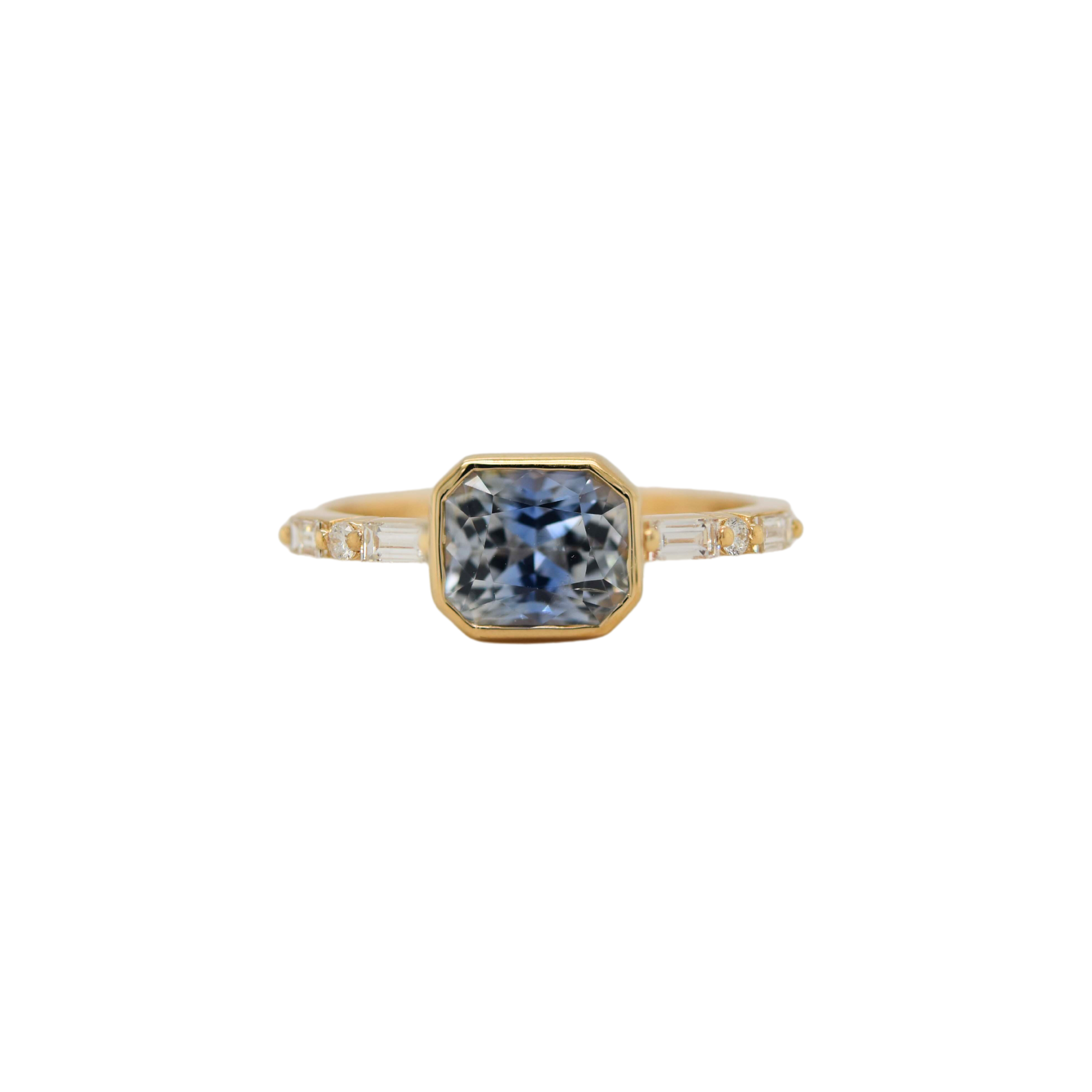 Shelter Anniversary Collection: One Of A Kind Emerald Cut Sapphire Ring