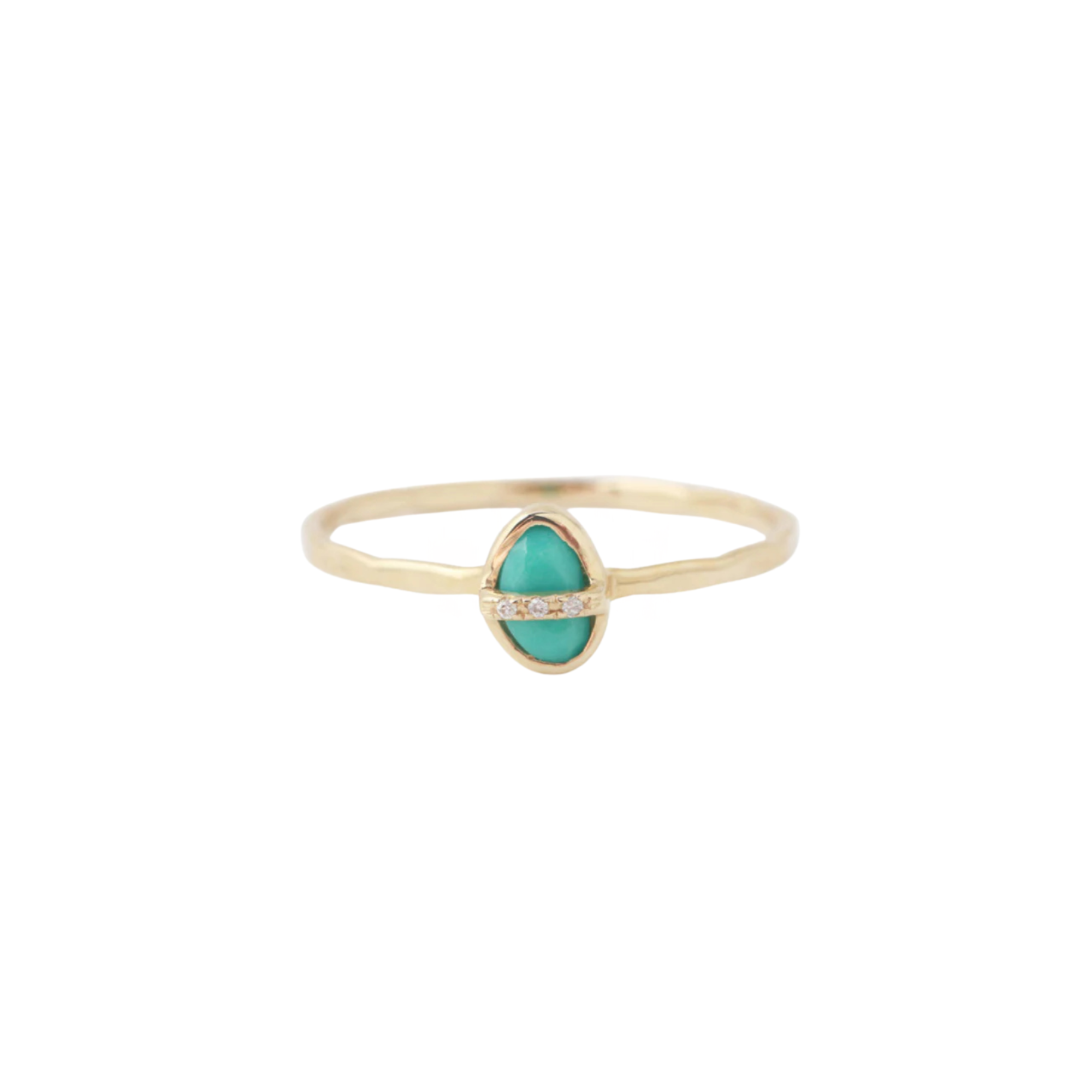 Small Micropave Bezel Wrapped Turquoise Ring