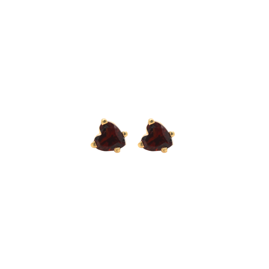 Garnet Heart Studs