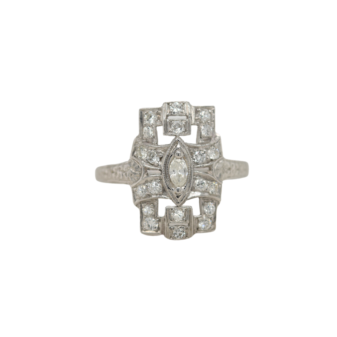 Art Deco Diamond Paneltop Ring