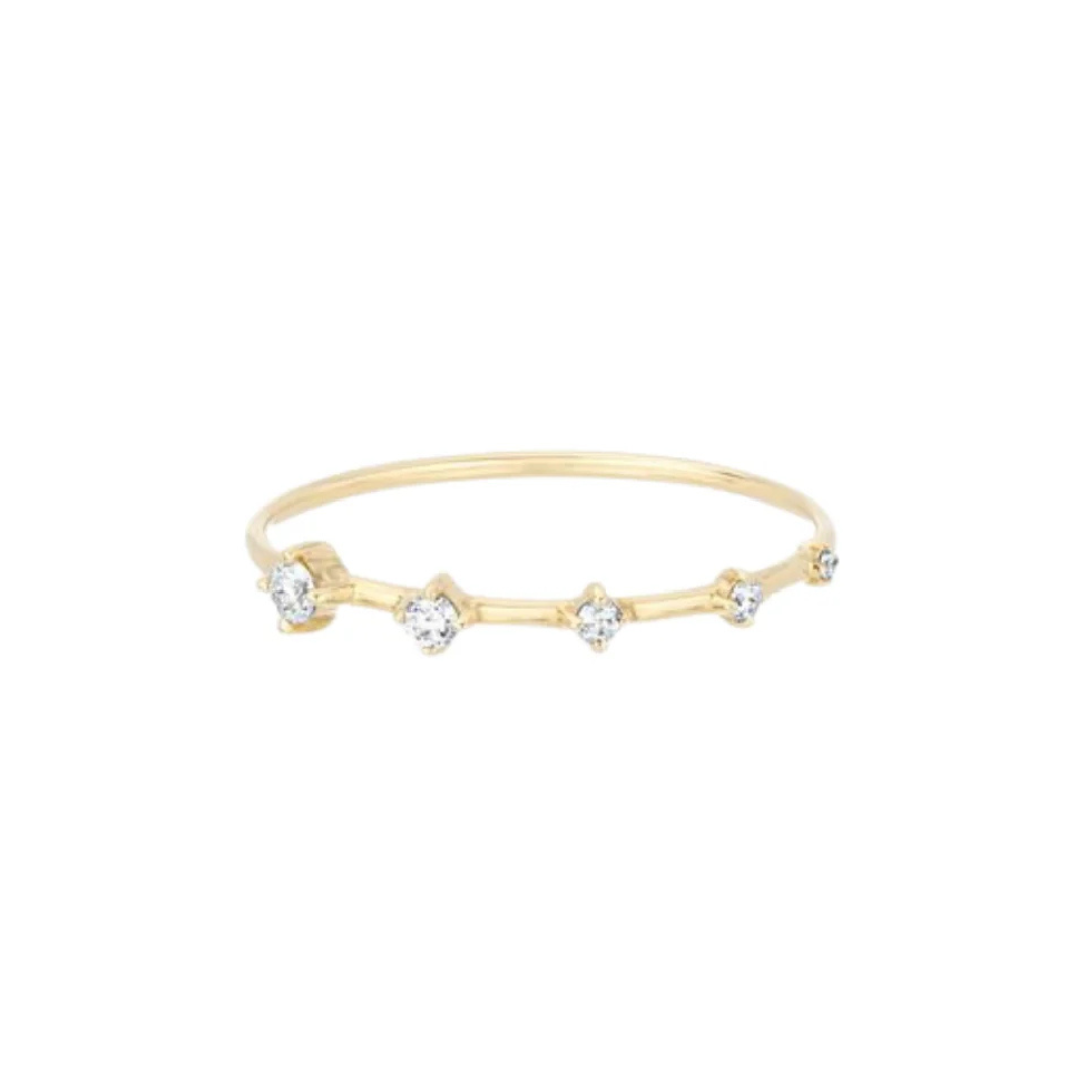 Super Tiny 5 Diamond Stacking Ring