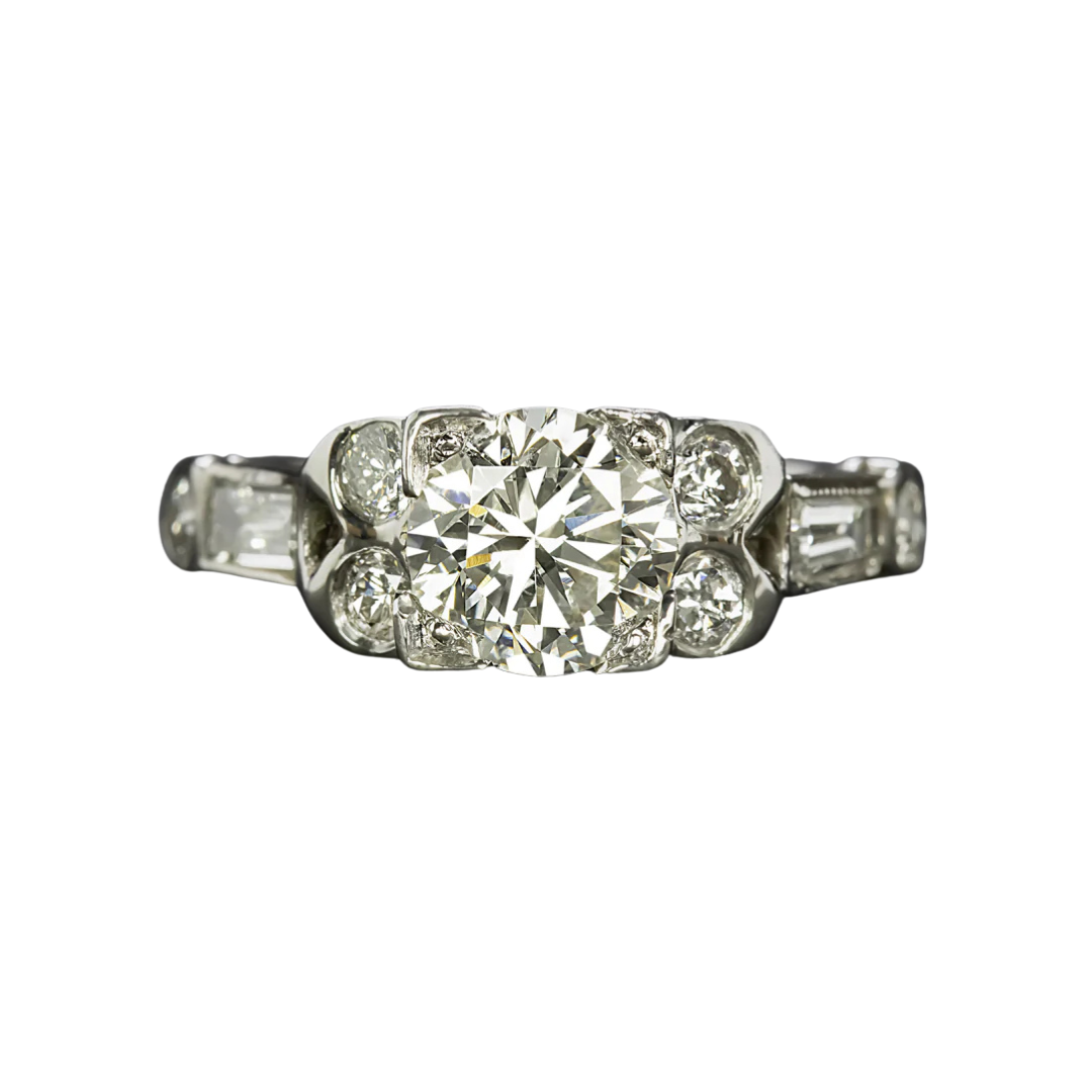 0.93 ct Diamond Mid Century Engagement Ring