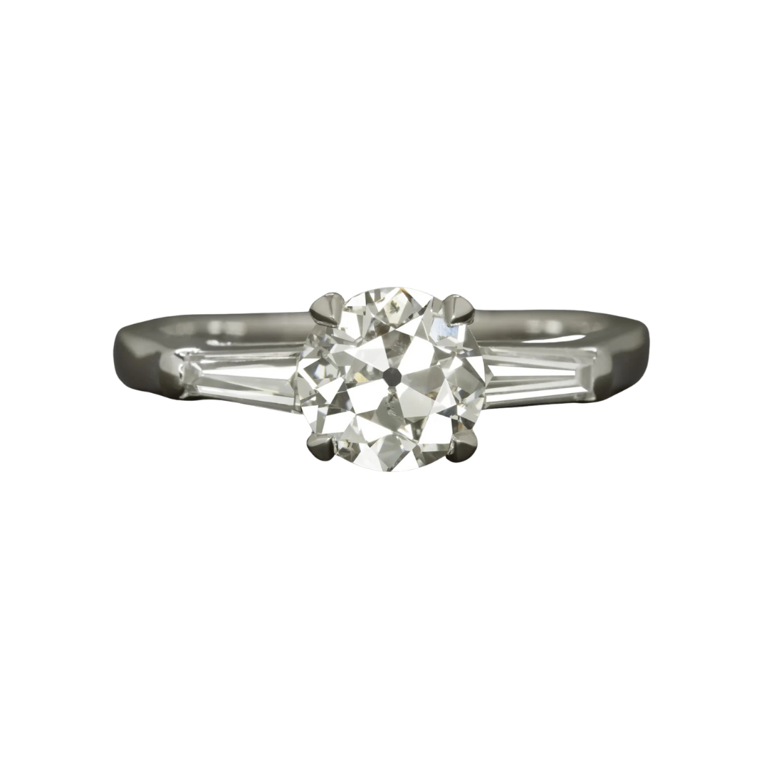1.13 ct Old European Cut Vintage Three Stone Ring