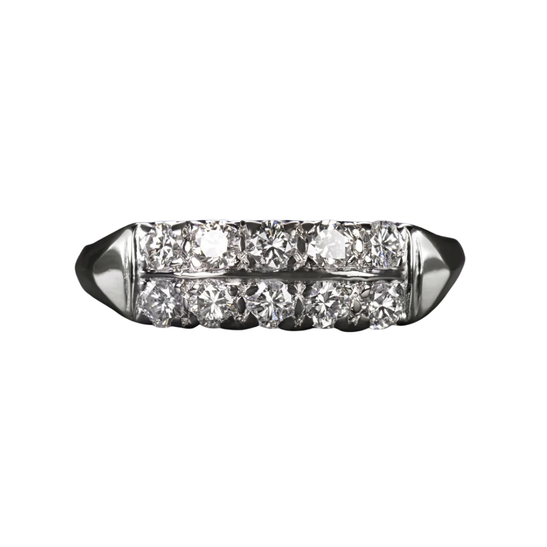 Vintage Two Row Diamond Cocktail Ring