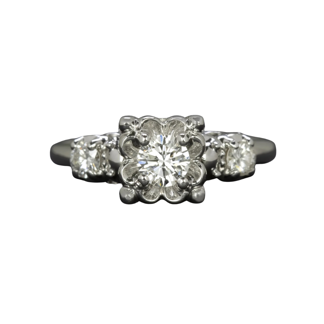 Vintage Mid Century Three Stone Diamond Ring