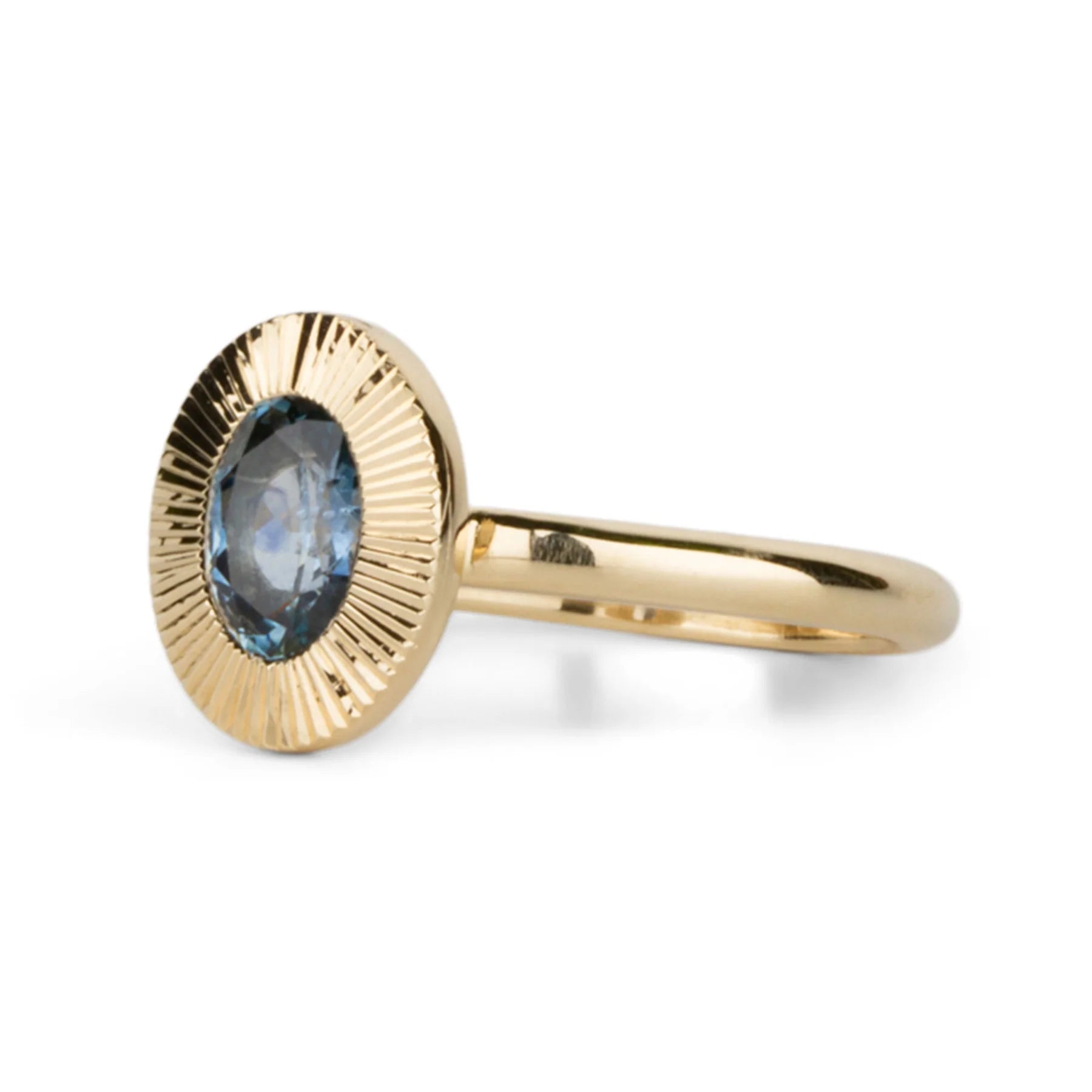 Oval Aurora Ring with Green-Blue Montana Sapphire