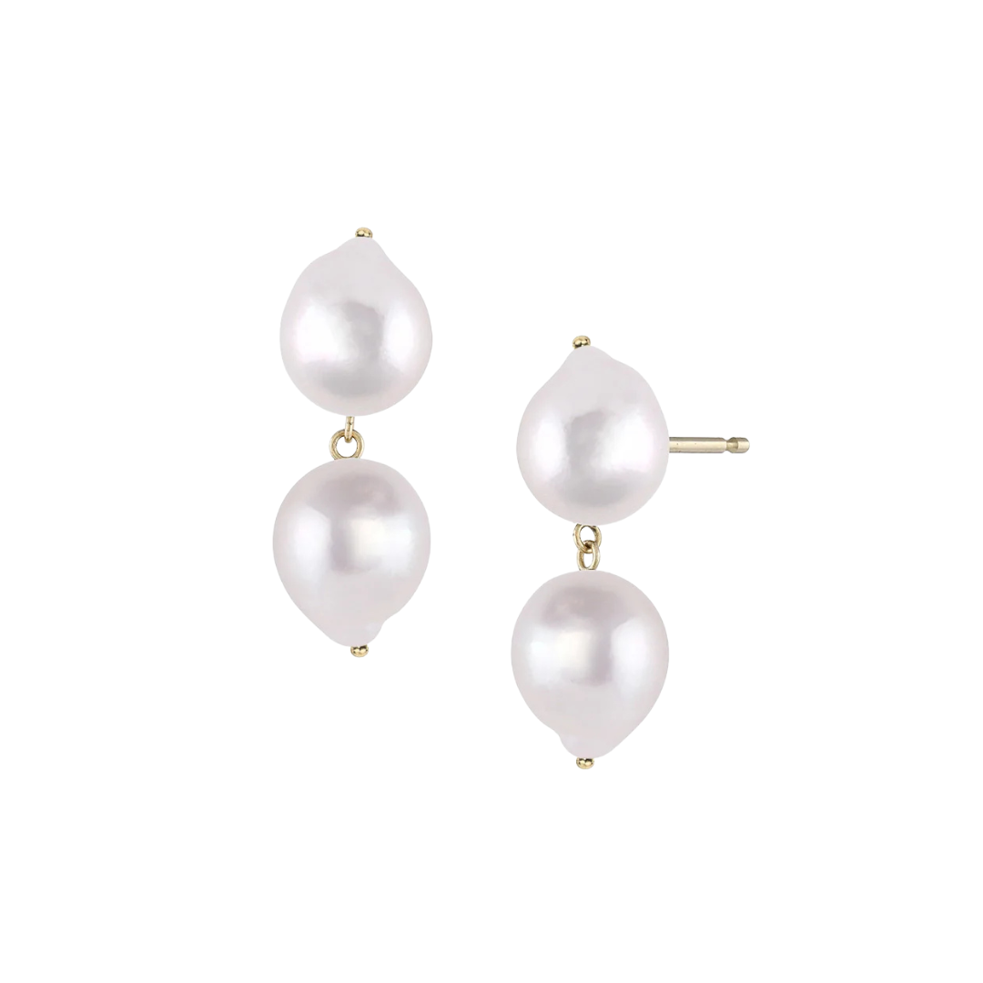 Double Akoya Duo Earrings - White — Wedding Day Edit
