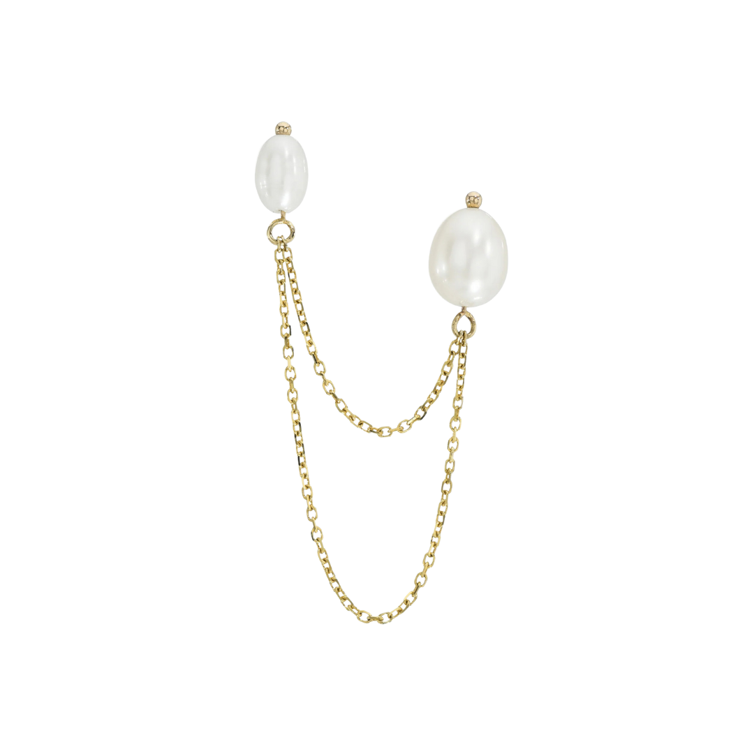 Bella Chained Stud Earring - White — Wedding Day Edit