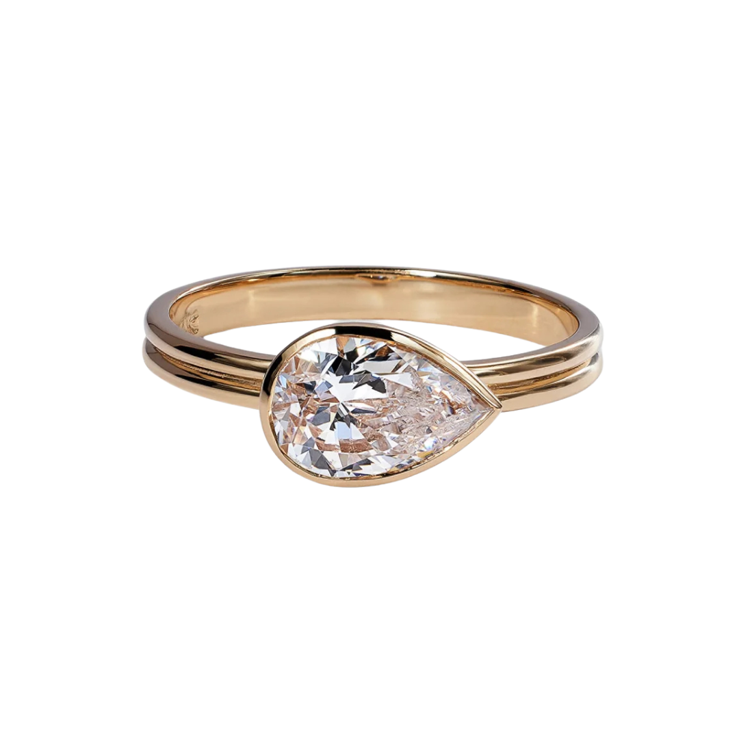 Pear Cut Diamond Ridge Solitaire Ring — Commitment, Curated