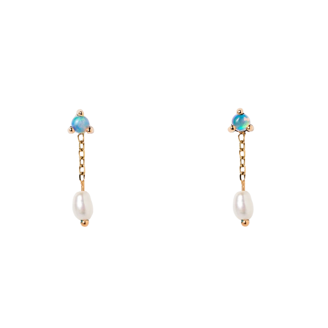 Large Opal + Pearl Shower Earrings