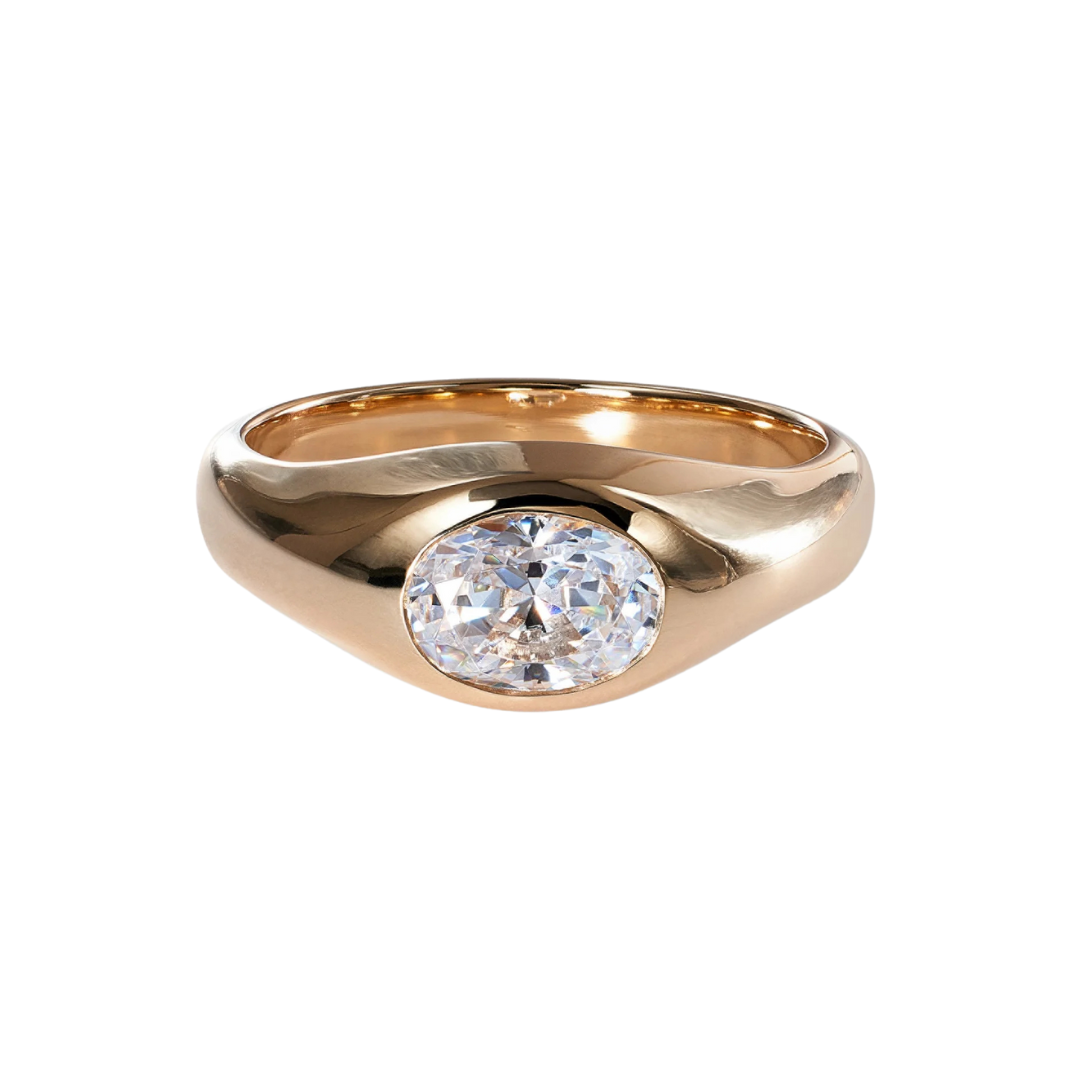 Oval Cut Diamond Soft Signet Ring — Commitment, Curated