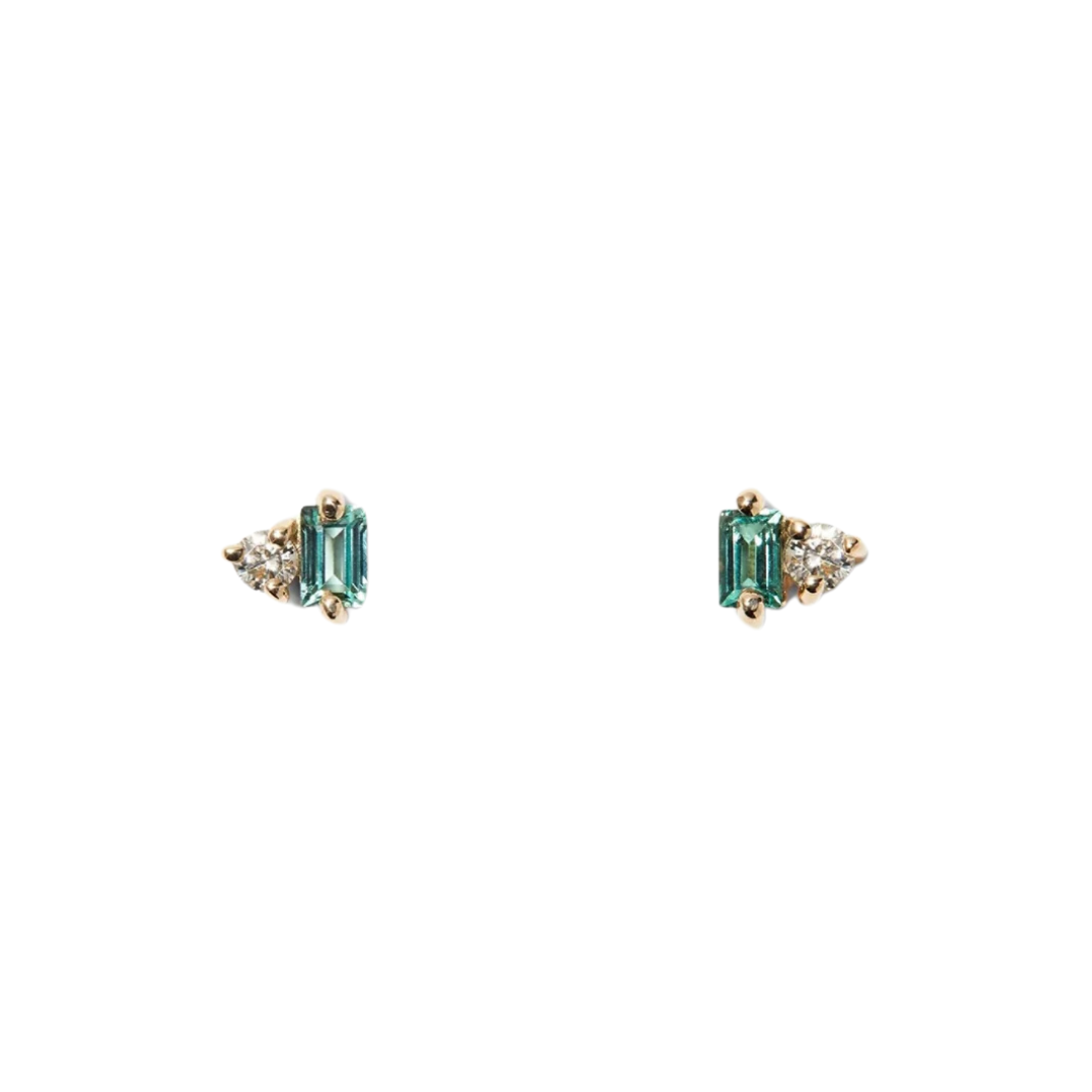 Tourmaline & Diamond Column Studs