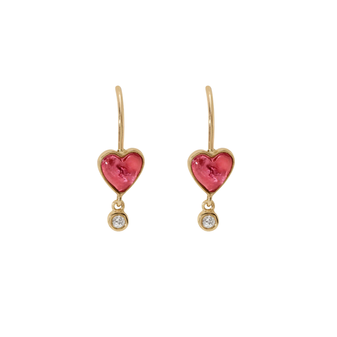 Byrdie Pink Tourmaline Heart Earrings