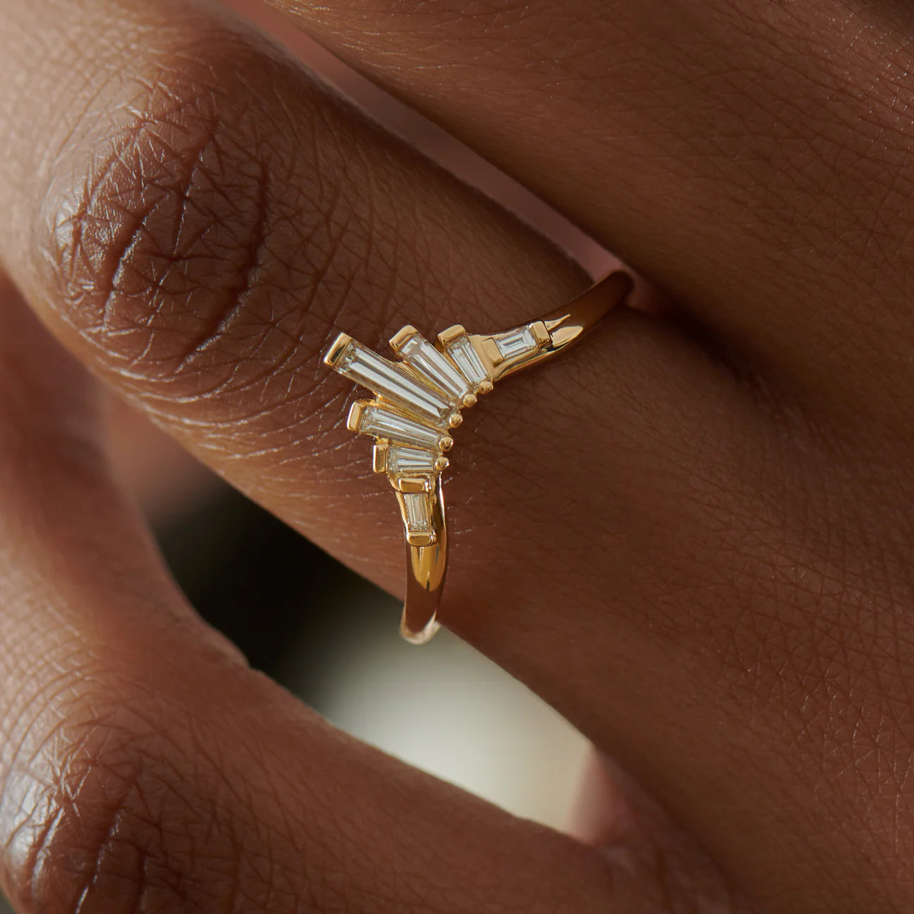 Diamond Baguette Nesting Crown Ring