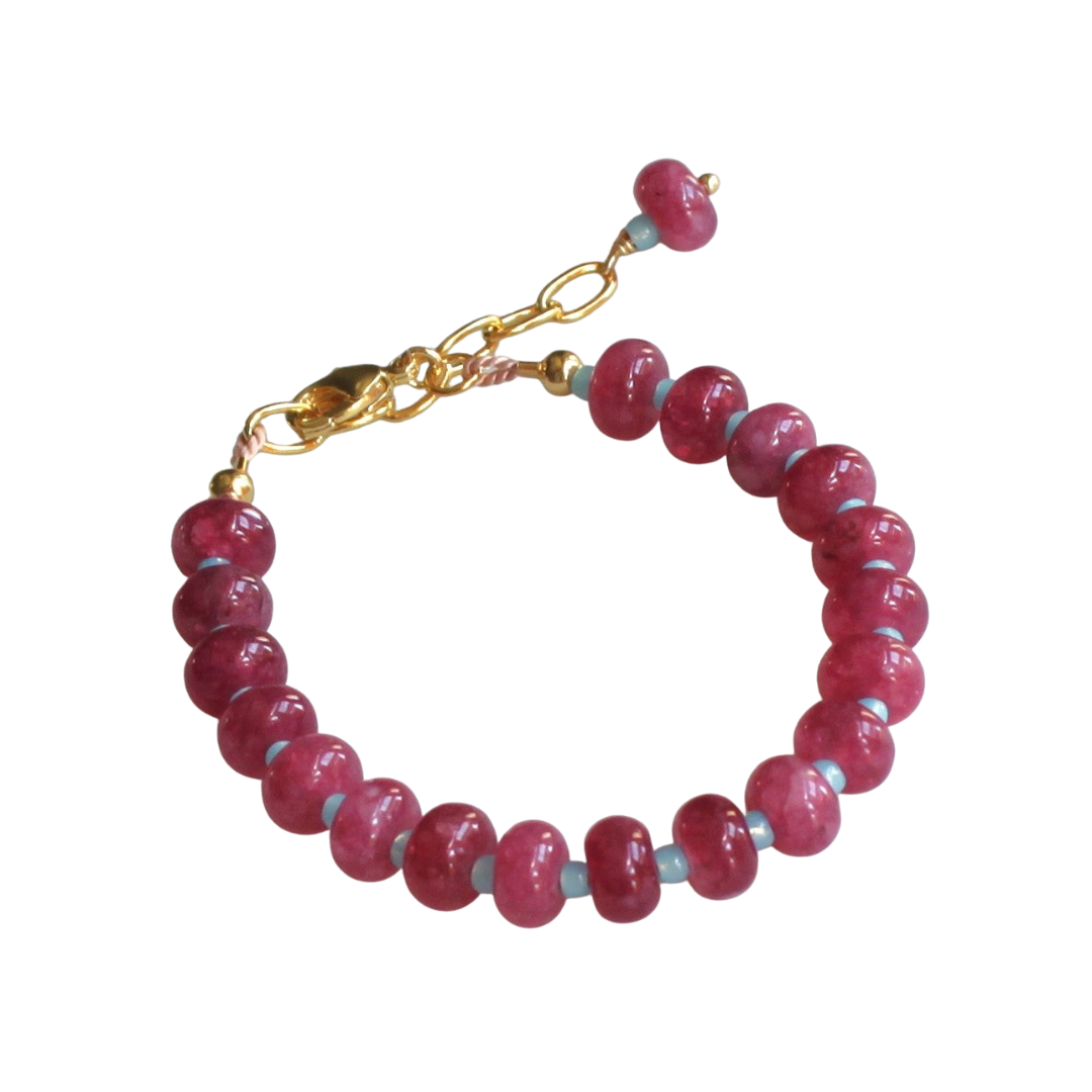 Willow Beaded Stone Candy Bracelet - Dark Pink
