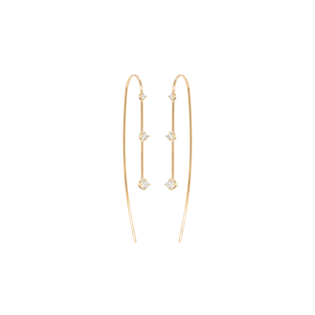 Gold Wire & Graduating Prong Set Diamond Earrings