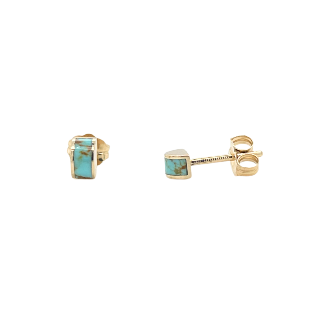Small Luna Stud - Two Tone Turquoise