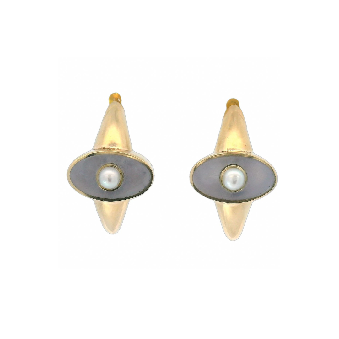 Polaris Earrings - Maddison Blue Agate & Pearl — Young in the Mountains Residency