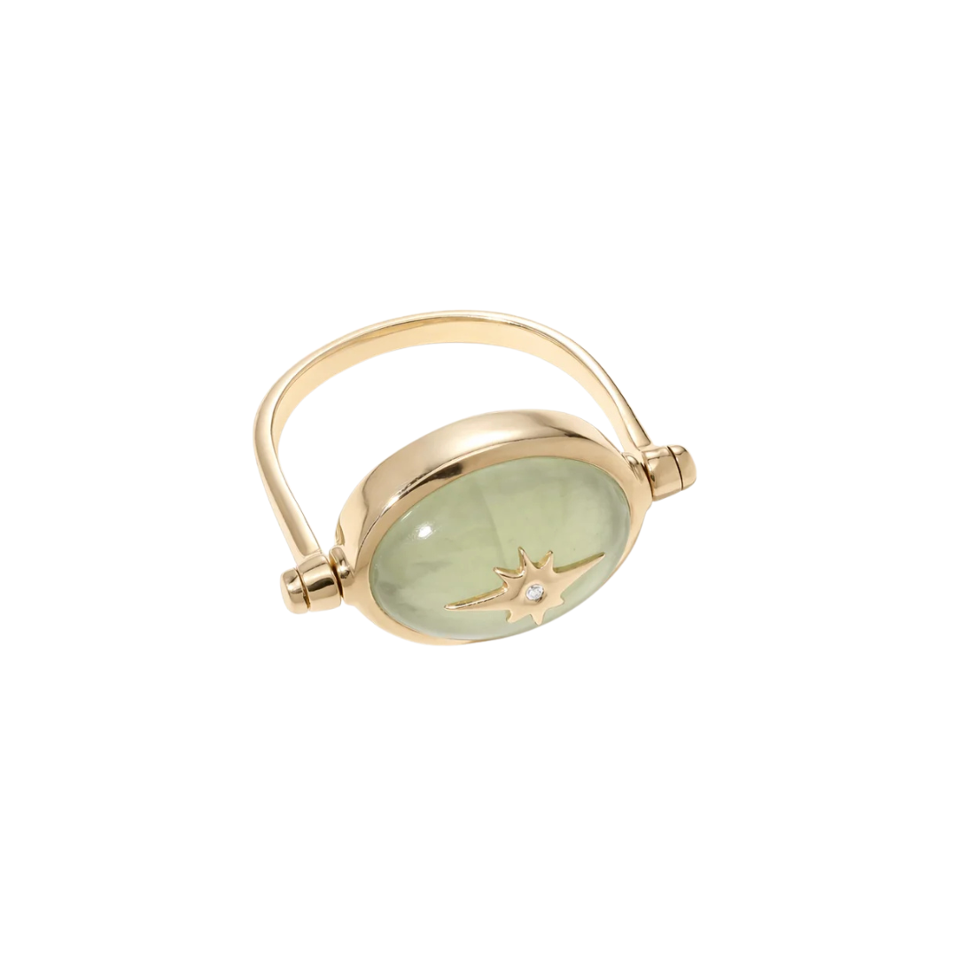 Prehnite Spinning Star Ring — Zahava Heirlooms Trunk Show