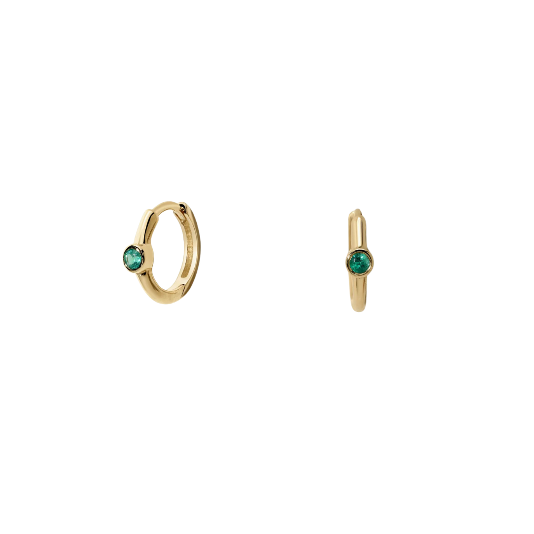 Emerald Romy Huggie Hoops — Zahava Heirlooms Trunk Show