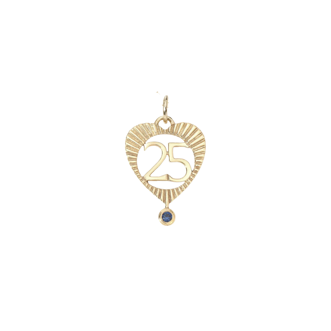 Mini Sunbeam Number Heart Charm — Zahava Heirlooms Trunk Show