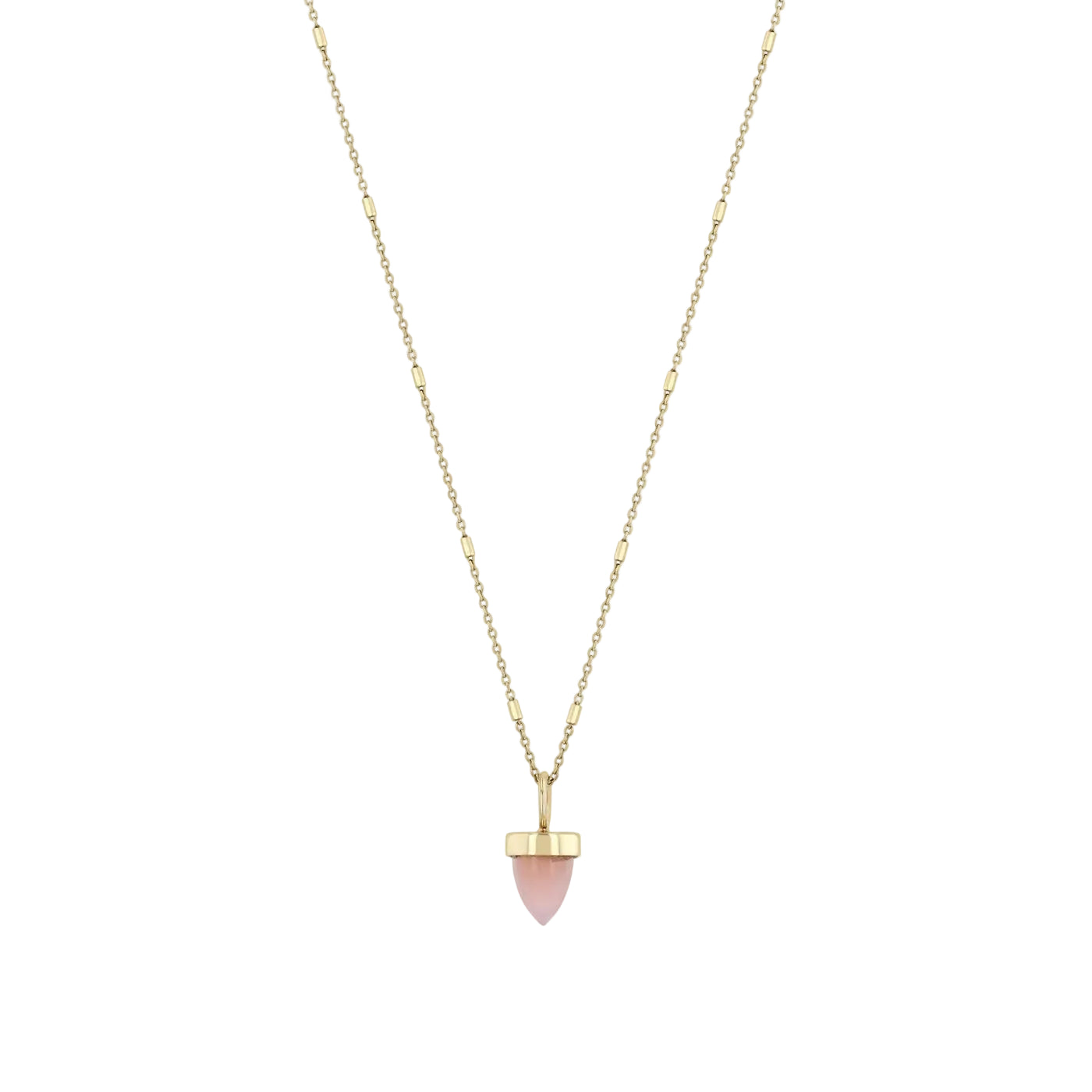 Pink Opal Bullet Pendant Tiny Bar & Cable Chain Necklace