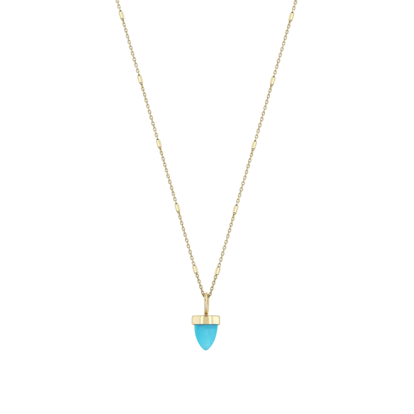 Turquoise Bullet Pendant Tiny Bar & Cable Chain Necklace