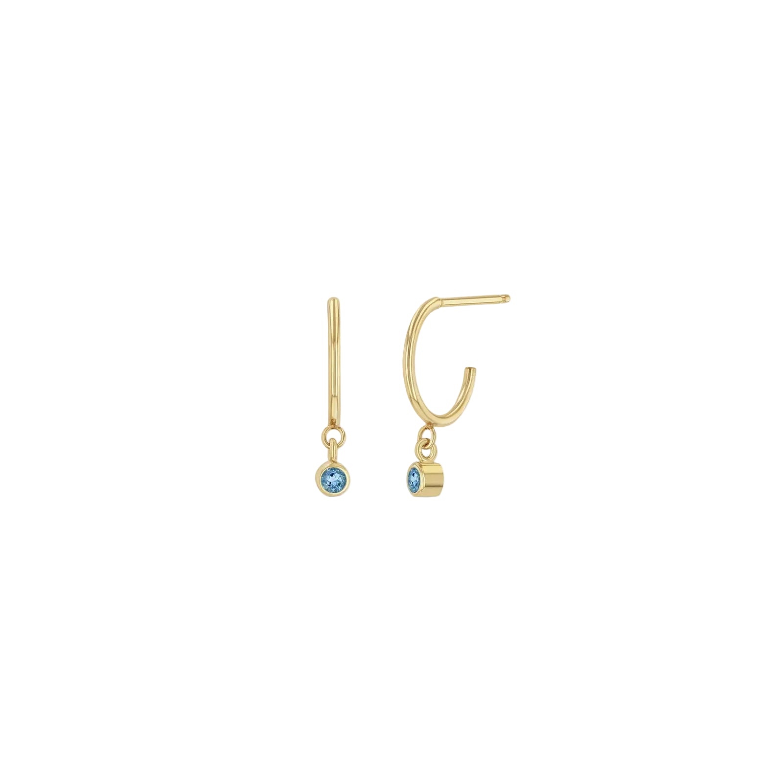 Dangling Aquamarine Huggie Hoops